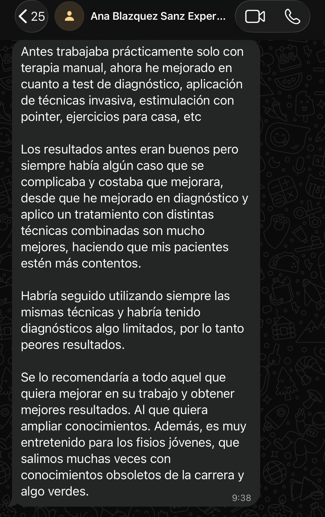 Testimonio de Ana Blázquez, alumna del Experto en Fisioterapia Neuromusculoesquelética