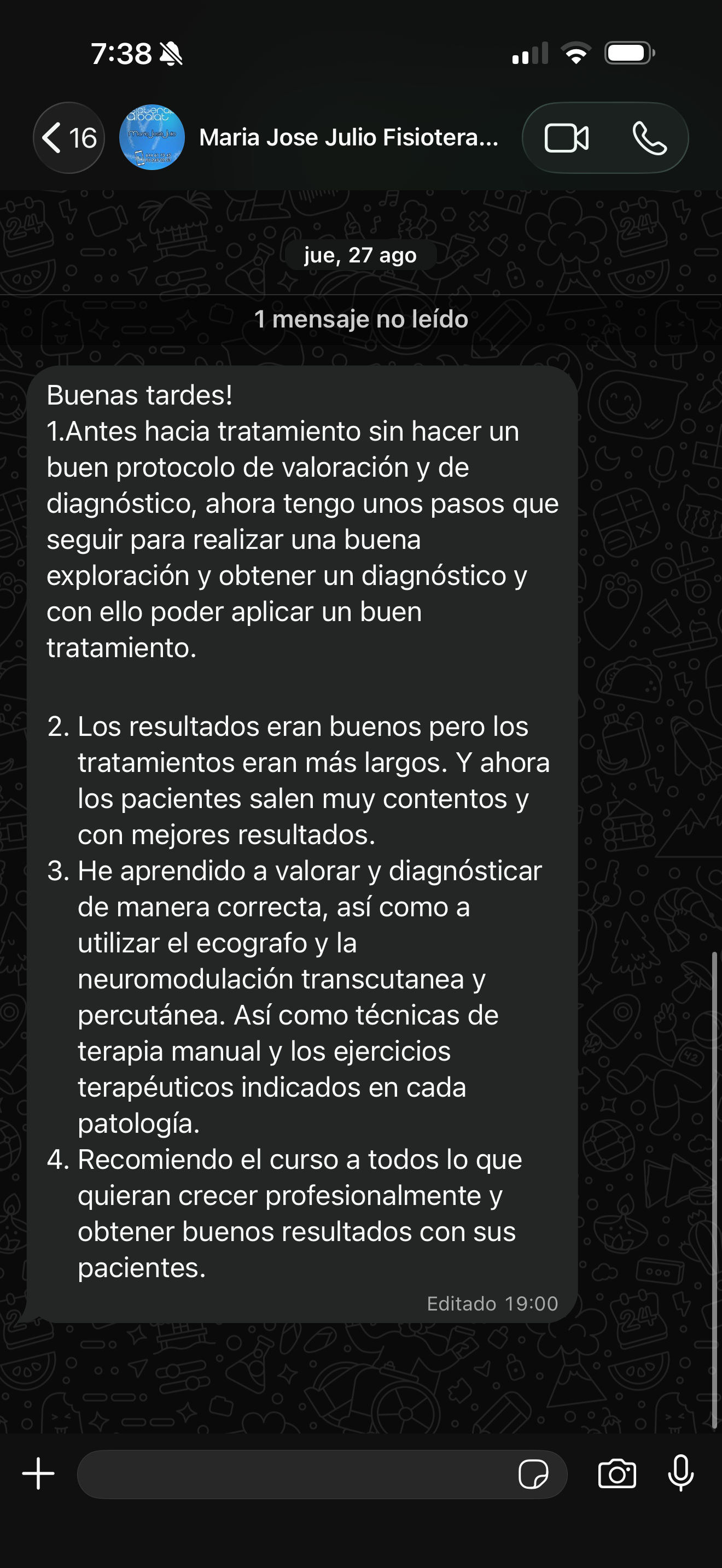 Testimonio de María José Julio, alumna del Experto en Fisioterapia Neuromusculoesquelética